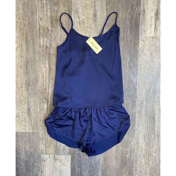 Ekouaer Pajamas Womens Medium NEW Satin Sleepwear Lingerie 2 Pc Shirt & Shorts - Picture 2 of 11